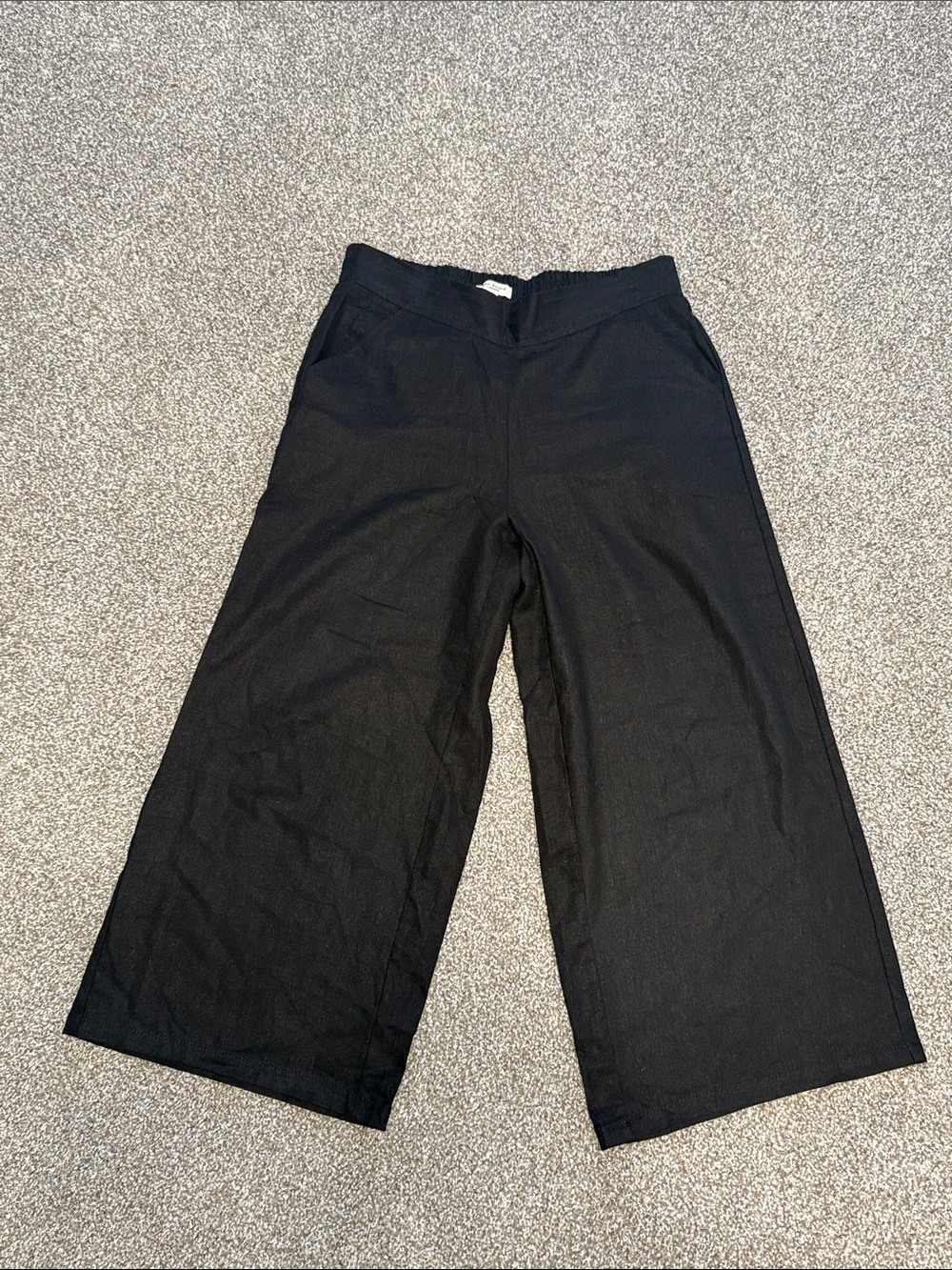 Max Studio Black Linen Wide Leg Cropped Pants Size Medium